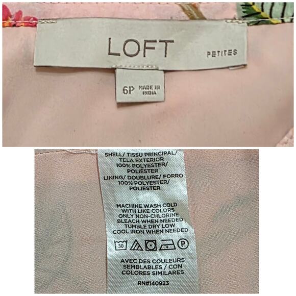 LOFT Leafed Dobby Stripe Sugar Peach Floral Midi Shirtdress, 6 Petite - Picture 4 of 8